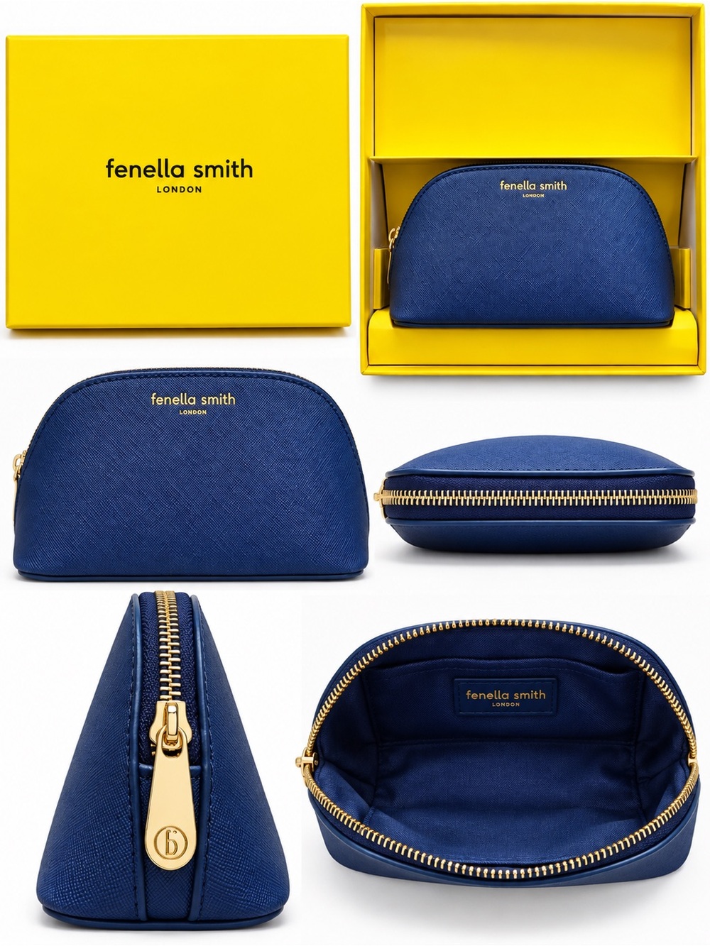 💙 Fenella Smith London Navy Oyster Cosmetic Pouch | Original Gift Box